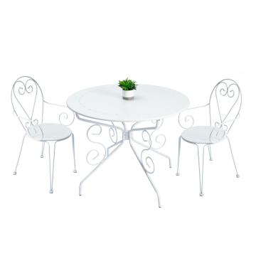 3 stuks 95 cm handgemaakte ronde tafel en fauteuils